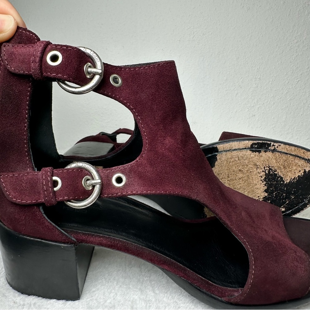 Rag & Bone Burgundy Made in Italy Suede Sandals in Size 7.5 or 8 - Picture 8 of 12